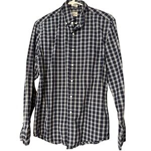 J. Crew Classic Men's Blue White Checkered Long Sleeve Button Down‎ Shirt S